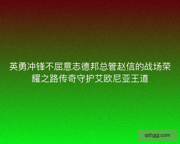 英勇冲锋不屈意志德邦总管赵信的战场荣耀之路传奇守护艾欧尼亚王道 英勇冲锋不屈意志德邦总管赵信的战场荣耀之路传奇守护艾欧尼亚王道